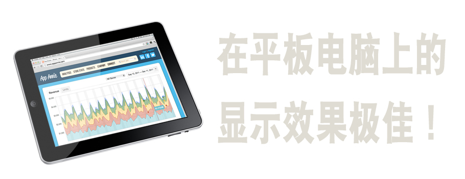 APP 商店数据在平板电脑上的显示效果极佳